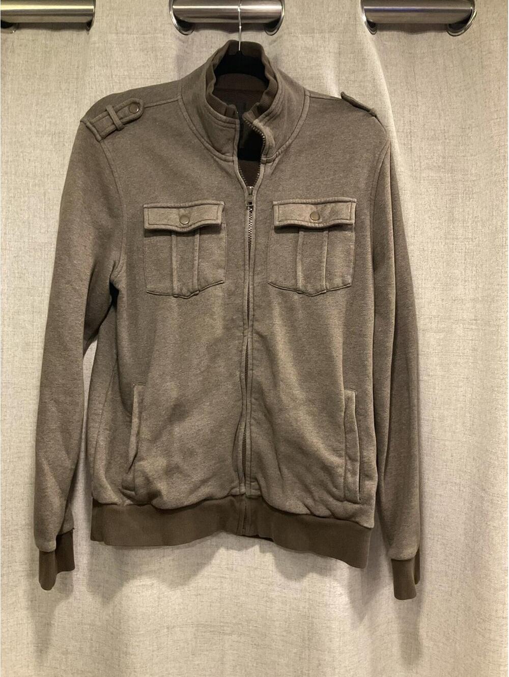 Guess mens zip up brown jacket w/pockets size small/p